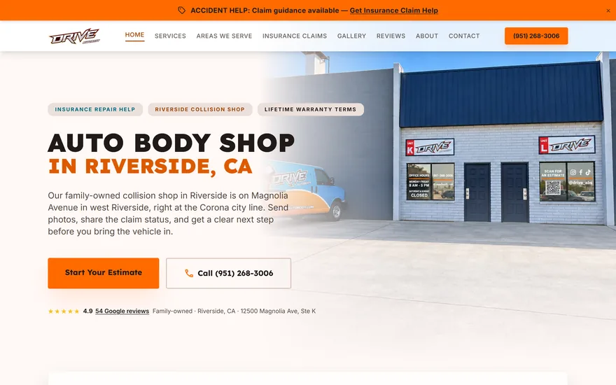 Drive Auto Body Riverside auto body page